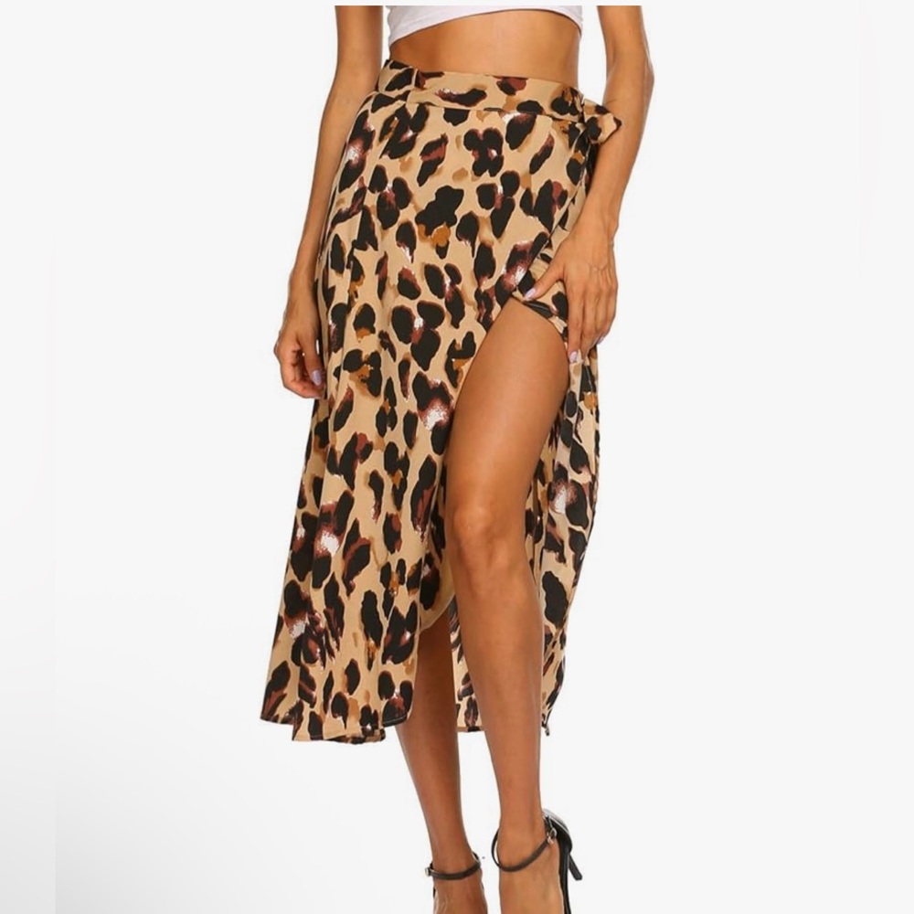 Leopard Print Wrap Skirt